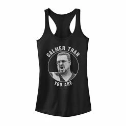 Licensed Character Juniors' Big Lebowski Calmer Than You Are Graphic Tank Black Heather -Licensed Character Shop unnamed file 35479