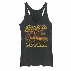 Licensed Character Juniors' Back To The Future Red & Orange Car Graphic Tank Black Heather