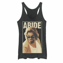 Licensed Character Juniors' Big Lebowski Abide Sunglasses Stare Graphic Tank Black Heather