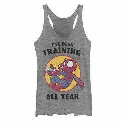 Licensed Character Juniors' Marvel Spider-Ham I've Been Training All Year Graphic Tank Gray Heather -Licensed Character Shop unnamed file 35491