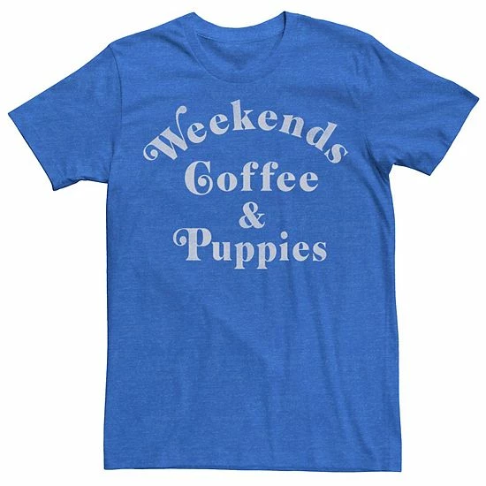 Licensed Character Men's Weekends Coffee And Puppies Tee Royal Heather 5 Licensed Character Men's Weekends Coffee And Puppies Tee Royal Heather - Image 3