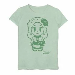 Licensed Character Girls 7-16 Nintendo Legend Of Zelda Links Awakening Marin Green Outline Portrait Graphic Tee Pink
