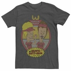 Licensed Character Men's Beavis And Butthead Burger World Uniforms Graphic Tee Charcoal Heather -Licensed Character Shop unnamed file 35528
