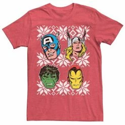 Licensed Character Men's Marvel Thor Hulk Retro Christmas Tee Red Heather -Licensed Character Shop unnamed file 35539