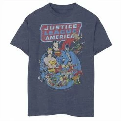 Licensed Character Boys 8-20 Justice League Character Collage Logo Graphic Tee White