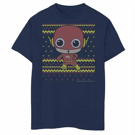 Licensed Character Boys 8-20 DC Comics The Flash Chibi Christmas Sweater Style Graphic Tee Charcoal Heather 5 Licensed Character Boys 8-20 DC Comics The Flash Chibi Christmas Sweater Style Graphic Tee Charcoal Heather - Image 3
