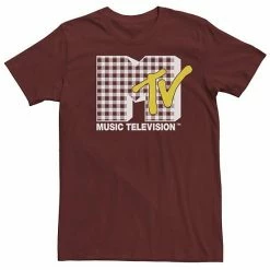 Licensed Character Men's MTV Gingham Style Logo Tee Cardinal -Licensed Character Shop unnamed file 35737