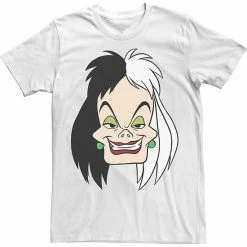 Licensed Character Men's Disney 101 Dalmatians Cruella De Vil Big Face Tee White -Licensed Character Shop unnamed file 35740