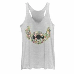 Licensed Character Juniors' Disney's Lilo & Stitch Floral Stitch Face Tank Top Banana