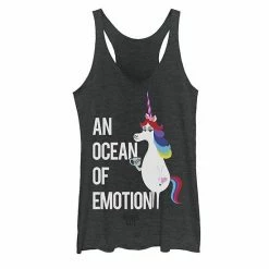 Licensed Character Juniors' Pixar Inside Out First Coffee Unicorn Tank Black Heather