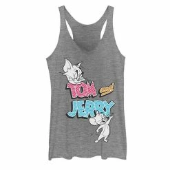 Licensed Character Juniors' Tom And Jerry Cat & Mouse Logo Tank Gray Heather -Licensed Character Shop unnamed file 35880