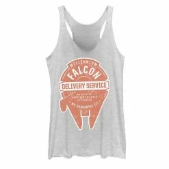 Licensed Character Juniors' Star Wars Millennium Falcon Delivery Service Logo Tank Top Indigo