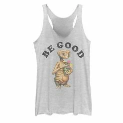 Licensed Character Juniors' E.T. "Be Good" Flower Pot Graphic Tank White Heather