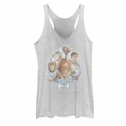 Licensed Character Juniors' E.T. Main Cast Vintage Portrait Movie Logo Graphic Tank Black