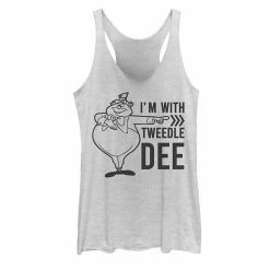 Licensed Character Juniors' Disney Alice In Wonderland I'm With Tweedledee Tank White Heather