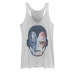 Licensed Character Juniors' Marvel's Iron Man American Flag Mask Racerback Tank Top Cancun