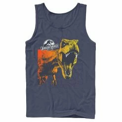 Licensed Character Men's Jurassic World Two T-Rex Color Pop Cracks Tank Navy