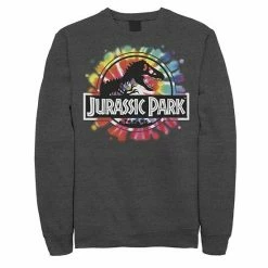 Licensed Character Men's Jurassic Park Classic Logo Tie Dye Fleece Pullover Charcoal Heather -Licensed Character Shop unnamed file 36089