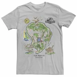 Alternative view of Licensed Character Men's Jurassic World Isla Nublar Map Graphic Tee Silver