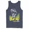 Licensed Character Men's Jurassic World Raptor Roaring Behind Bushes Graphic Tank Top Navy -Licensed Character Shop unnamed file 36105