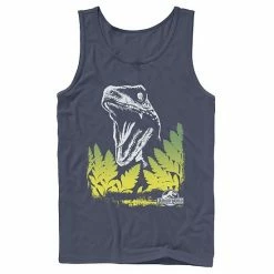 Licensed Character Men's Jurassic World Raptor Roaring Behind Bushes Graphic Tank Top Navy -Licensed Character Shop unnamed file 36106