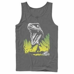 Licensed Character Men's Jurassic World Raptor Roaring Behind Bushes Graphic Tank Top Navy -Licensed Character Shop unnamed file 36107
