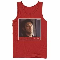 Licensed Character Men's Jurassic Park Ian Malcolm Life Finds A Way Tank Red