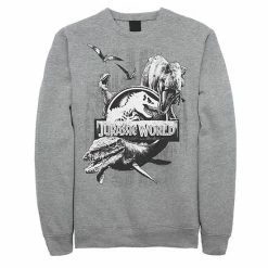 Licensed Character Men's Jurassic World Two Dino Collage Grunge Logo Fleece Charcoal Heather -Licensed Character Shop unnamed file 36187