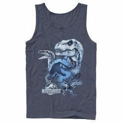 Licensed Character Men's Jurassic World Two T-Rex Squad Camo Shatter Tank Navy