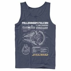 Licensed Character Men's Star Wars Gold Millennium Falcon Schematics Tank Navy -Licensed Character Shop unnamed file 36227