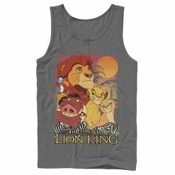 Licensed Character Men's Disney Lion King Happy Group Shot Sunset Vintage Poster Tank Charcoal -Licensed Character Shop unnamed file 36366