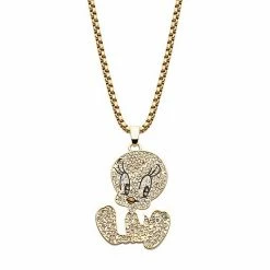 Licensed Character Tweety Bird Gold Plated Gemmed Pendant Necklace