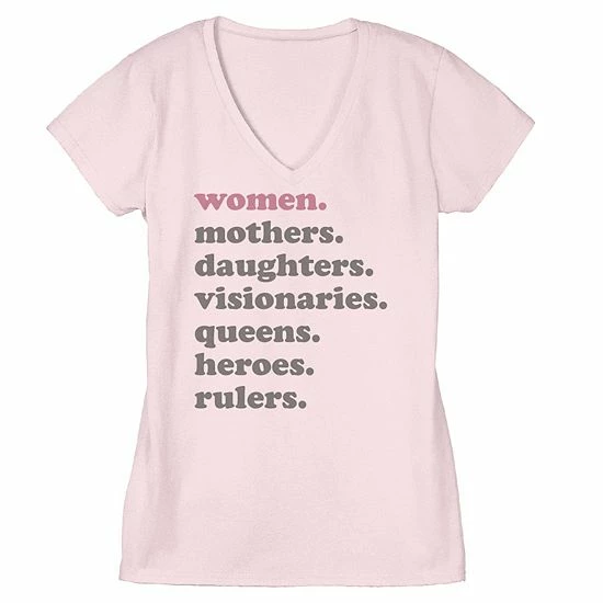 Licensed Character Juniors' List Of Ladies & Attributes V-Neck Tee Athletic Heather 4 Licensed Character Juniors' List Of Ladies & Attributes V-Neck Tee Athletic Heather - Image 2