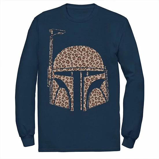 Licensed Character Men's Star Wars Boba Fett Helmet Cheetah Print Fill Tee Navy 3 Licensed Character Men's Star Wars Boba Fett Helmet Cheetah Print Fill Tee Navy