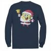 Licensed Character Men's SpongeBob SquarePants Santa Claus Sponge Christmas Long Sleeve Tee Navy -Licensed Character Shop unnamed file 36673