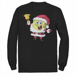 Licensed Character Men's SpongeBob SquarePants Santa Claus Sponge Christmas Long Sleeve Tee Navy -Licensed Character Shop unnamed file 36675