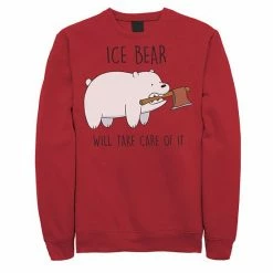Licensed Character Men's Cartoon Network Bare Bears Ice Bear Take Care Of It Axe Fleece Red