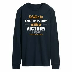 Licensed Character Men's Yellowstone End Day With Victory Long Sleeve Tee Black
