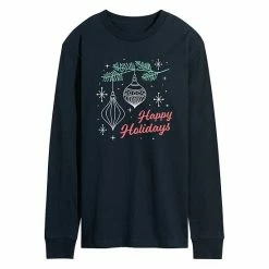 Licensed Character Men's Happy Holidays Retro Long Sleeve Tee Black -Licensed Character Shop unnamed file 36873