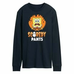 Licensed Character Men's SpongeBob SquarePants Scaredy Pants Long Sleeve Tee Navy -Licensed Character Shop unnamed file 36882