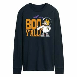 Licensed Character Men's SpongeBob SquarePants Boo Y'all Long Sleeve Tee Navy -Licensed Character Shop unnamed file 36885
