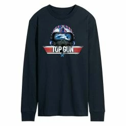 Licensed Character Men's Top Gun Maverick Helmet Long Sleeve Tee Black