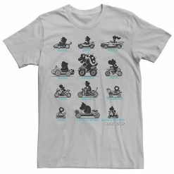 Licensed Character Men's Nintendo Super Mario Mario Kart Silhouette Racers Tee Silver -Licensed Character Shop unnamed file 36953