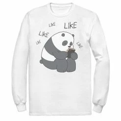Licensed Character Men's Cartoon Network We Bare Bears Like Like Like Texting Long Sleeve Tee Athletic Heather -Licensed Character Shop unnamed file 37040