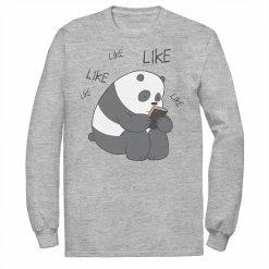Licensed Character Men's Cartoon Network We Bare Bears Like Like Like Texting Long Sleeve Tee Athletic Heather -Licensed Character Shop unnamed file 37041