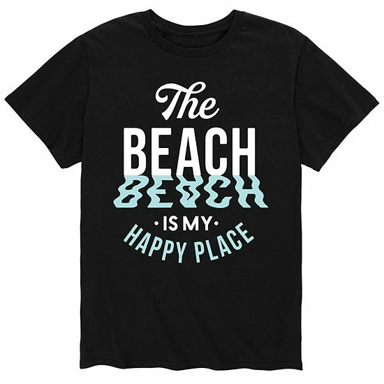 Licensed Character Men's Beach Happy Place Tee Blue 3 Licensed Character Men's Beach Happy Place Tee Blue