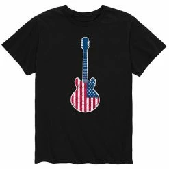 Licensed Character Men's Guitar Flag Fill USA Tee Black