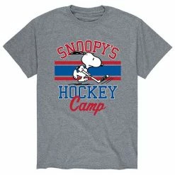 Licensed Character Men's Peanuts "Snoopy's Hockey Camp" Tee Blue