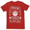 Licensed Character Men's Star Wars The Mandalorian Christmas Merry Force Be With You Tee -Licensed Character Shop unnamed file 3718
