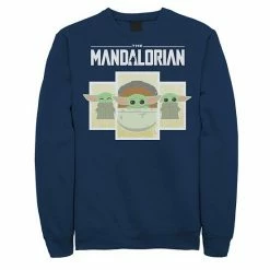 Licensed Character Men's Star Wars The Mandalorian The Child Cartoon Panels Sweatshirt Navy -Licensed Character Shop unnamed file 37432
